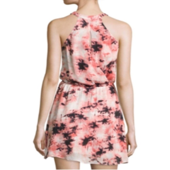 PARKER palm tree pink wrap front and back Silk mini dress - Picture 3 of 15